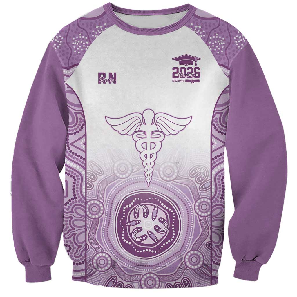 Aussie Nurse RN 2026 Personalised Sweatshirt Purple Aboriginal Art Pattern Cultural Pride