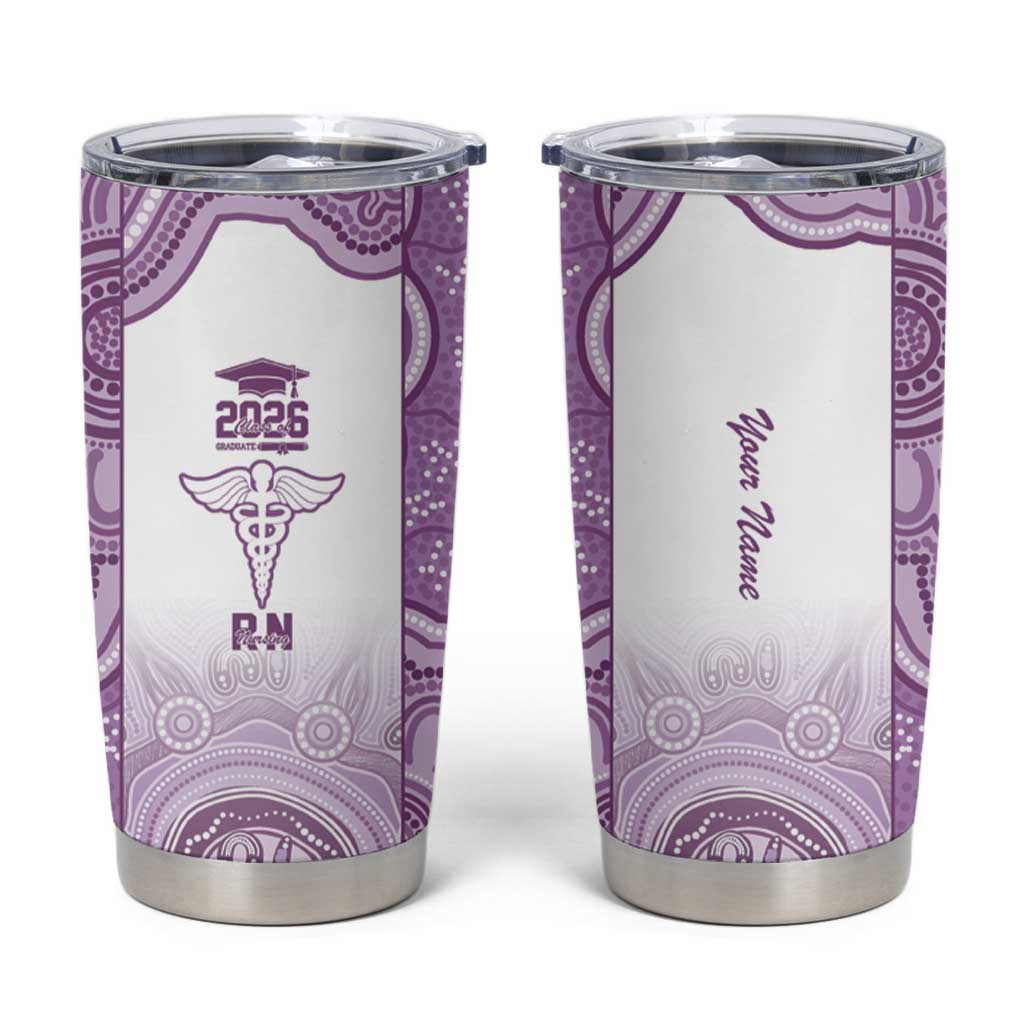 Aussie Nurse RN 2026 Personalised Tumbler Cup Purple Aboriginal Art Pattern Cultural Pride