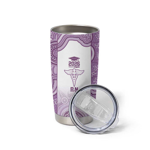 Aussie Nurse RN 2026 Personalised Tumbler Cup Purple Aboriginal Art Pattern Cultural Pride