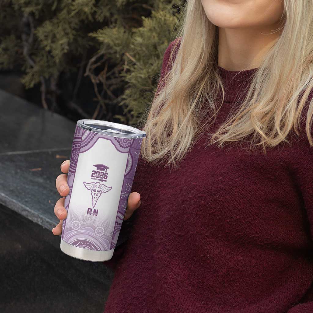 Aussie Nurse RN 2026 Personalised Tumbler Cup Purple Aboriginal Art Pattern Cultural Pride