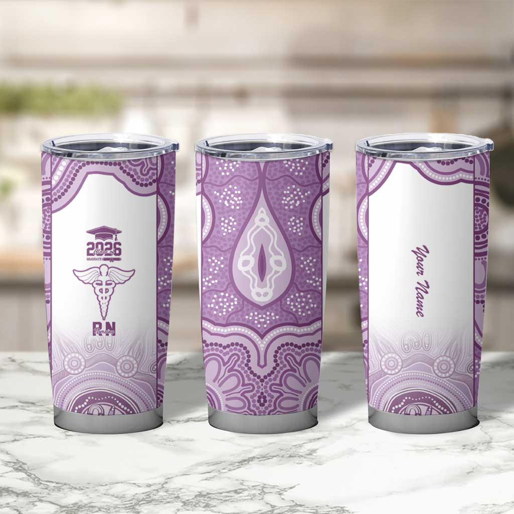 Aussie Nurse RN 2026 Personalised Tumbler Cup Purple Aboriginal Art Pattern Cultural Pride