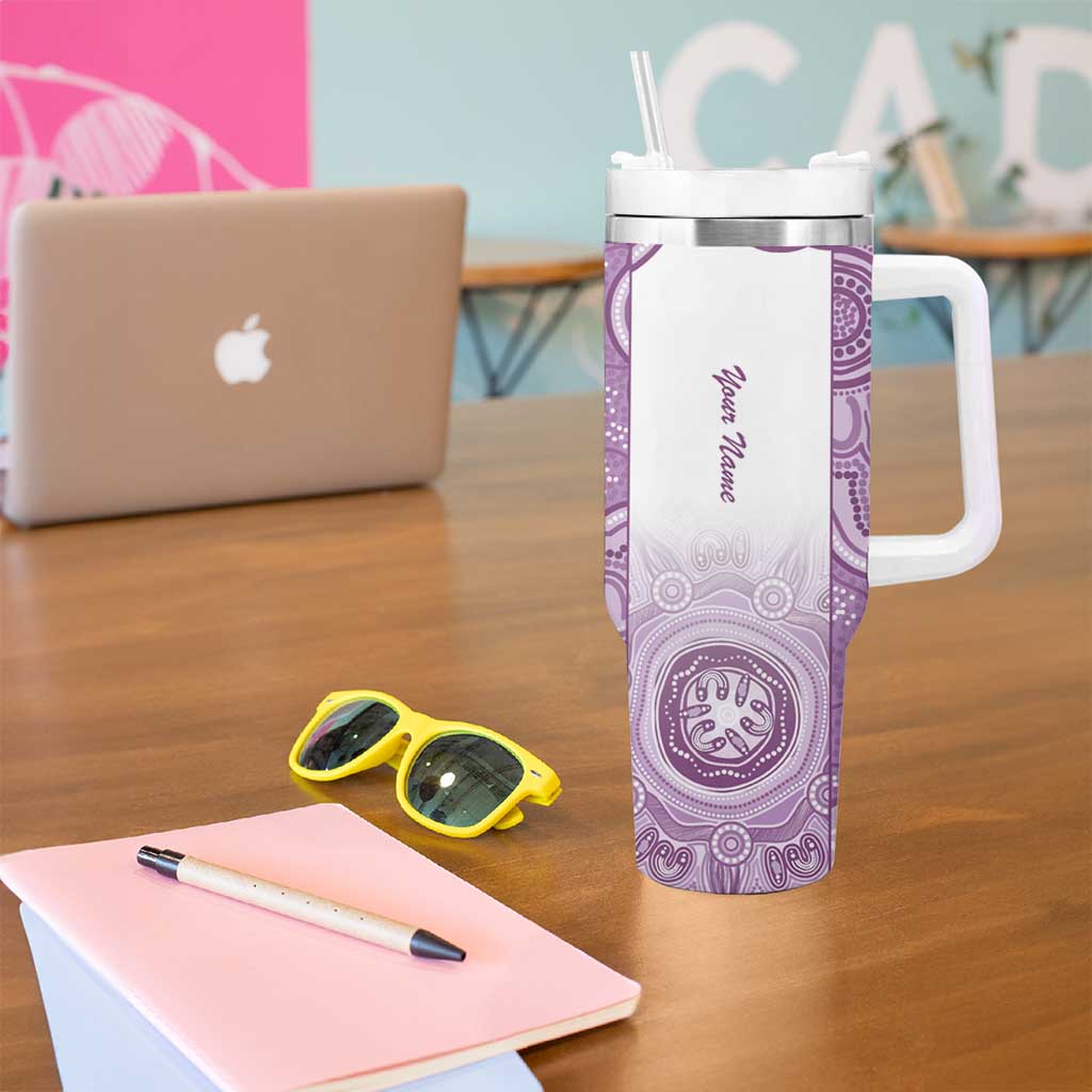 Aussie Nurse RN 2026 Personalised Tumbler With Handle Purple Aboriginal Art Pattern Cultural Pride