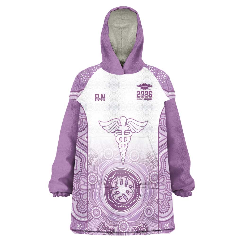 Aussie Nurse RN 2026 Personalised Wearable Blanket Hoodie Purple Aboriginal Art Pattern Cultural Pride