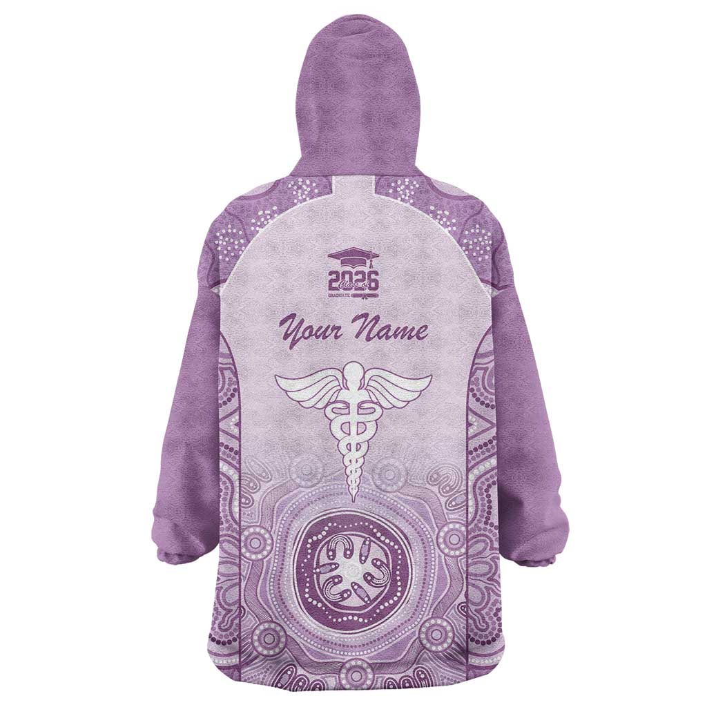 Aussie Nurse RN 2026 Personalised Wearable Blanket Hoodie Purple Aboriginal Art Pattern Cultural Pride