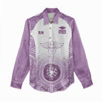 Aussie Nurse RN 2026 Personalised Women Casual Shirt Purple Aboriginal Art Pattern Cultural Pride