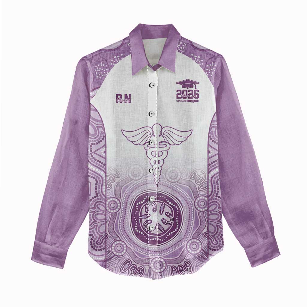 Aussie Nurse RN 2026 Personalised Women Casual Shirt Purple Aboriginal Art Pattern Cultural Pride