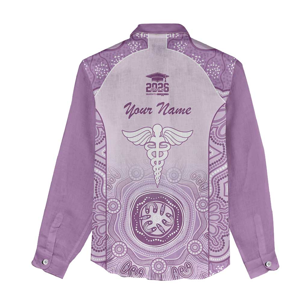 Aussie Nurse RN 2026 Personalised Women Casual Shirt Purple Aboriginal Art Pattern Cultural Pride