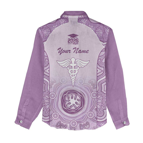 Aussie Nurse RN 2026 Personalised Women Casual Shirt Purple Aboriginal Art Pattern Cultural Pride