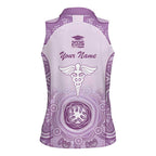 Aussie Nurse RN 2026 Personalised Women Sleeveless Polo Shirt Purple Aboriginal Art Pattern Cultural Pride