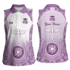 Aussie Nurse RN 2026 Personalised Women Sleeveless Polo Shirt Purple Aboriginal Art Pattern Cultural Pride