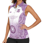 Aussie Nurse RN 2026 Personalised Women Sleeveless Polo Shirt Purple Aboriginal Art Pattern Cultural Pride