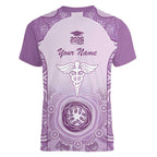 Aussie Nurse RN 2026 Personalised Women V-Neck T-Shirt Purple Aboriginal Art Pattern Cultural Pride