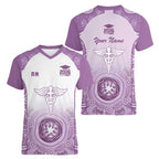 Aussie Nurse RN 2026 Personalised Women V-Neck T-Shirt Purple Aboriginal Art Pattern Cultural Pride