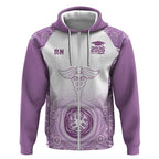 Aussie Nurse RN 2026 Personalised Zip Hoodie Purple Aboriginal Art Pattern Cultural Pride