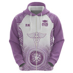 Aussie Nurse RN 2026 Personalised Zip Hoodie Purple Aboriginal Art Pattern Cultural Pride