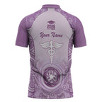 Aussie Nurse RN 2026 Personalised Zipper Polo Shirt Purple Aboriginal Art Pattern Cultural Pride
