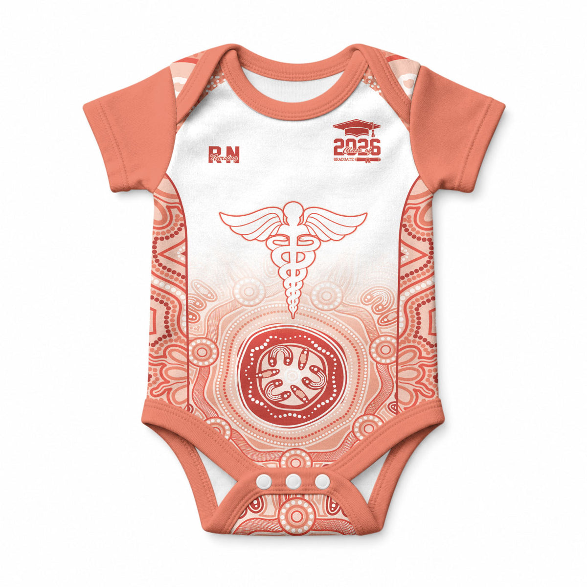 Aussie Nurse RN 2026 Personalised Baby Onesie Red Aboriginal Art Pattern Cultural Pride