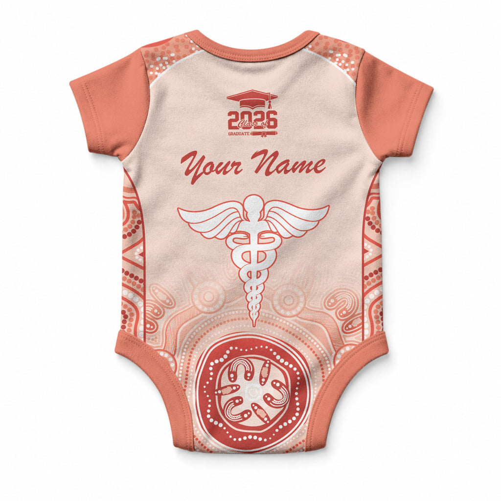 Aussie Nurse RN 2026 Personalised Baby Onesie Red Aboriginal Art Pattern Cultural Pride