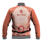 Aussie Nurse RN 2026 Personalised Baseball Jacket Red Aboriginal Art Pattern Cultural Pride