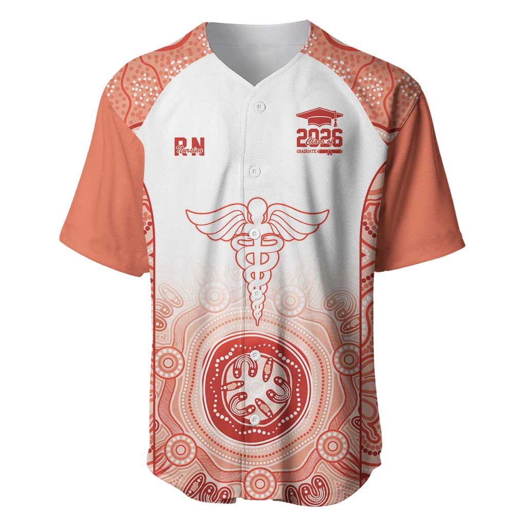 Aussie Nurse RN 2026 Personalised Baseball Jersey Red Aboriginal Art Pattern Cultural Pride