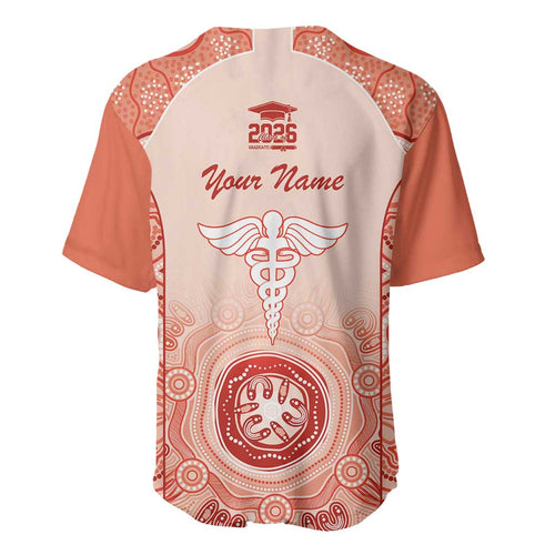 Aussie Nurse RN 2026 Personalised Baseball Jersey Red Aboriginal Art Pattern Cultural Pride