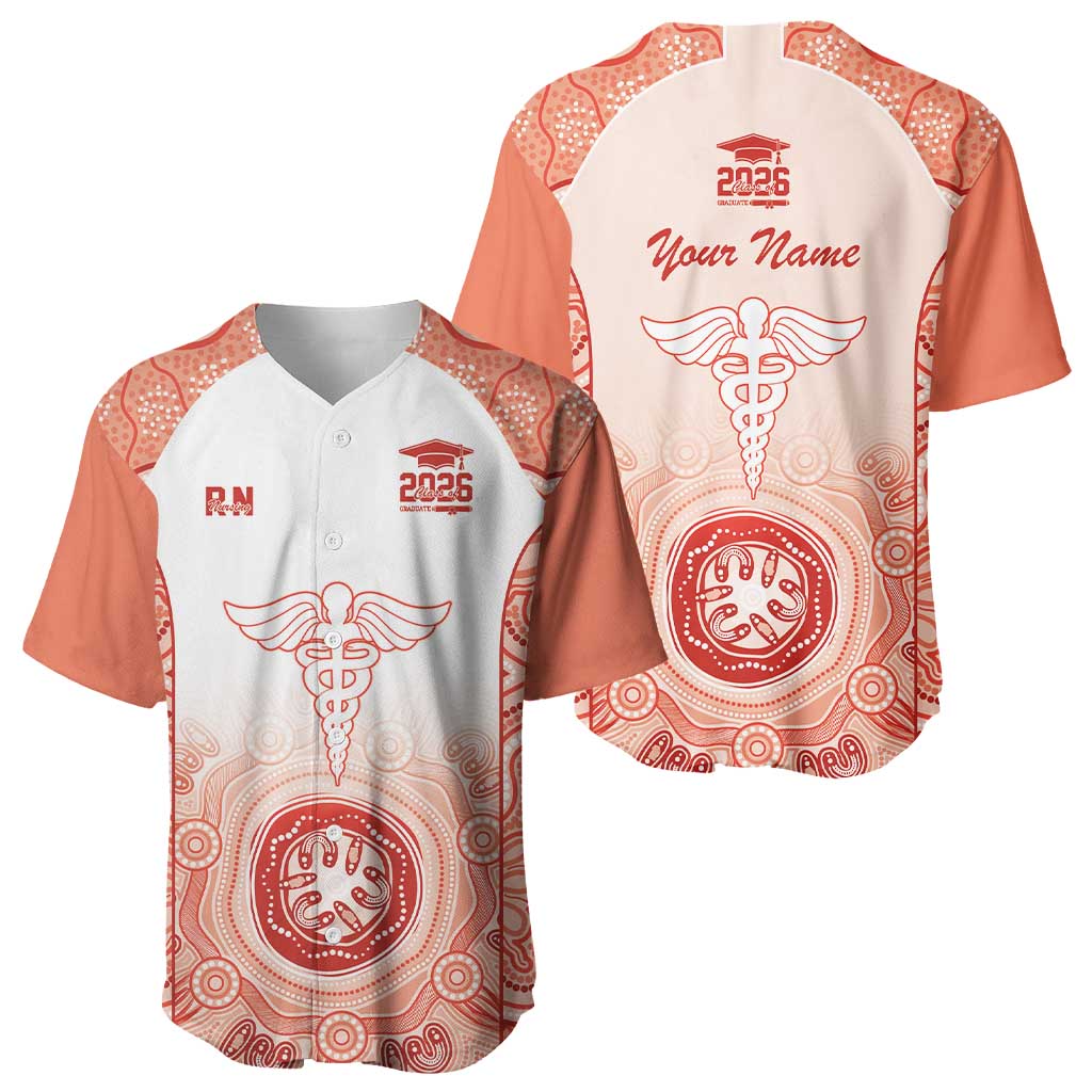 Aussie Nurse RN 2026 Personalised Baseball Jersey Red Aboriginal Art Pattern Cultural Pride