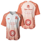 Aussie Nurse RN 2026 Personalised Baseball Jersey Red Aboriginal Art Pattern Cultural Pride