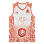 Aussie Nurse RN 2026 Personalised Basketball Jersey Red Aboriginal Art Pattern Cultural Pride
