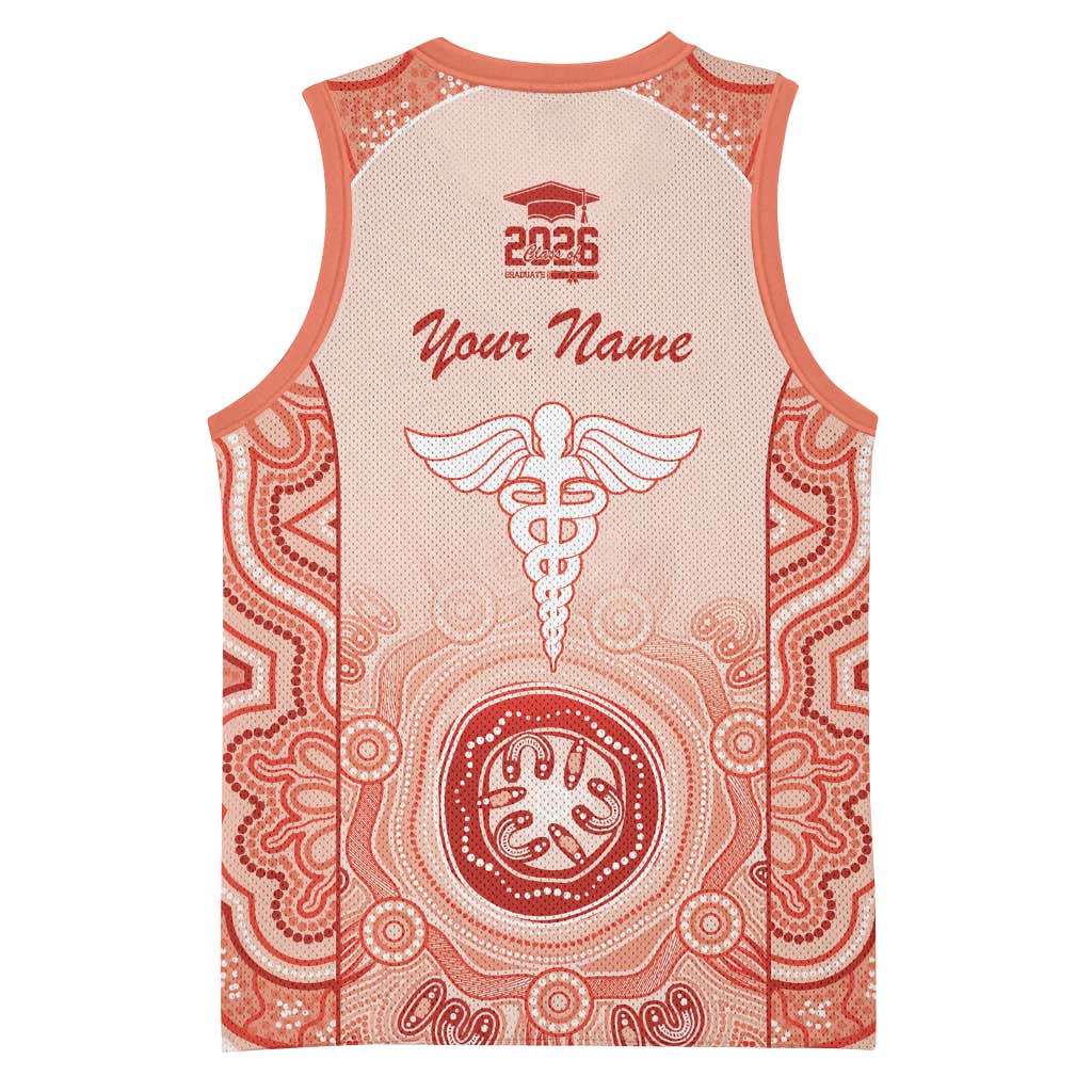 Aussie Nurse RN 2026 Personalised Basketball Jersey Red Aboriginal Art Pattern Cultural Pride