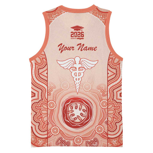 Aussie Nurse RN 2026 Personalised Basketball Jersey Red Aboriginal Art Pattern Cultural Pride