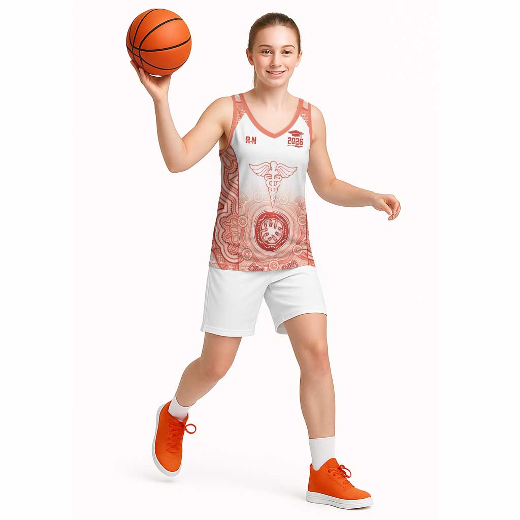 Aussie Nurse RN 2026 Personalised Basketball Jersey Red Aboriginal Art Pattern Cultural Pride