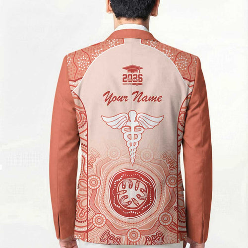 Aussie Nurse RN 2026 Personalised Blazer Red Aboriginal Art Pattern Cultural Pride