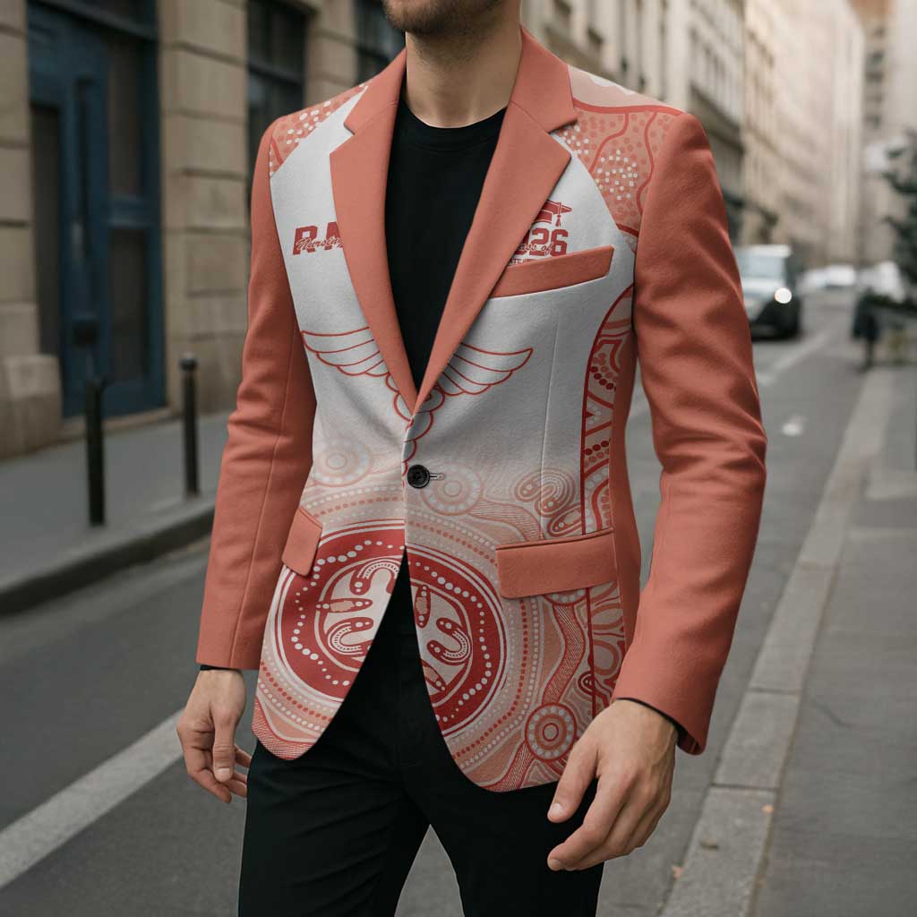 Aussie Nurse RN 2026 Personalised Blazer Red Aboriginal Art Pattern Cultural Pride