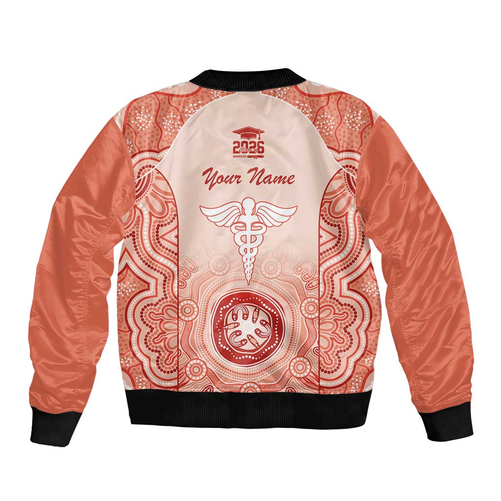 Aussie Nurse RN 2026 Personalised Bomber Jacket Red Aboriginal Art Pattern Cultural Pride