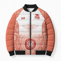 Aussie Nurse RN 2026 Personalised Bomber Puffer Jacket Red Aboriginal Art Pattern Cultural Pride