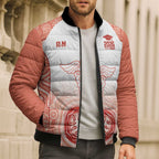 Aussie Nurse RN 2026 Personalised Bomber Puffer Jacket Red Aboriginal Art Pattern Cultural Pride