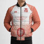 Aussie Nurse RN 2026 Personalised Bomber Puffer Jacket Red Aboriginal Art Pattern Cultural Pride