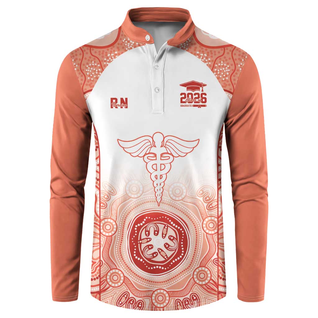 Aussie Nurse RN 2026 Personalised Button Sweatshirt Red Aboriginal Art Pattern Cultural Pride