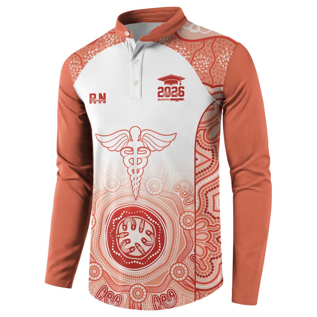 Aussie Nurse RN 2026 Personalised Button Sweatshirt Red Aboriginal Art Pattern Cultural Pride
