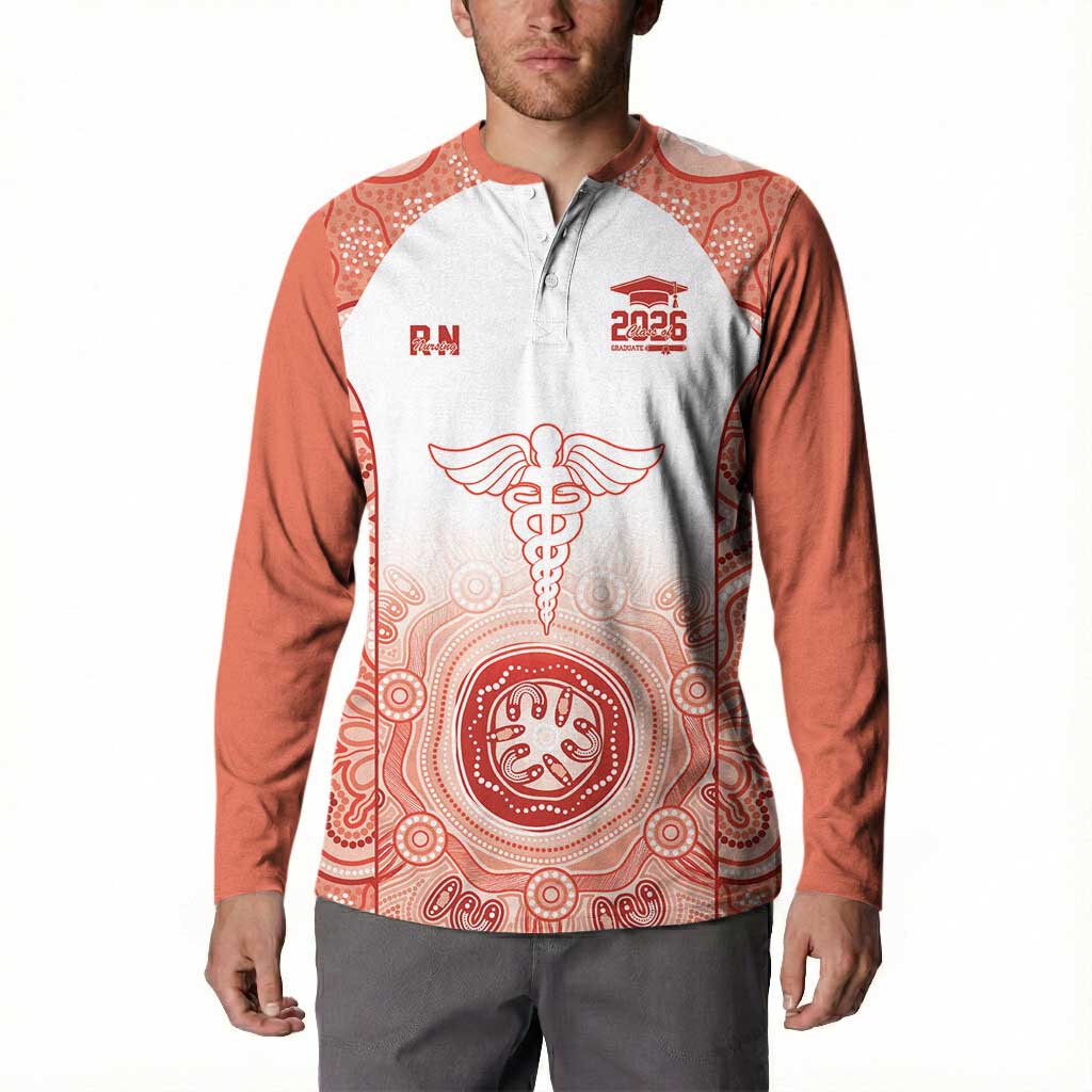 Aussie Nurse RN 2026 Personalised Button Sweatshirt Red Aboriginal Art Pattern Cultural Pride