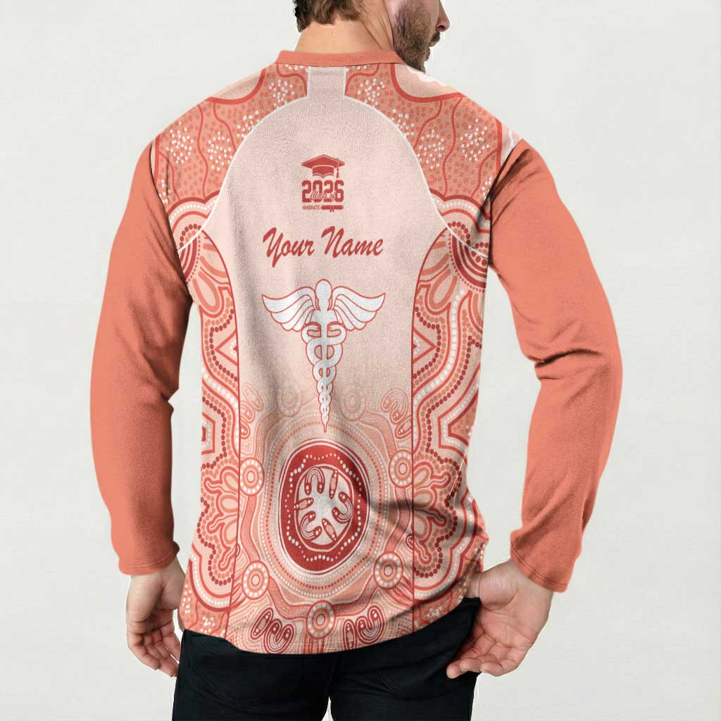 Aussie Nurse RN 2026 Personalised Button Sweatshirt Red Aboriginal Art Pattern Cultural Pride