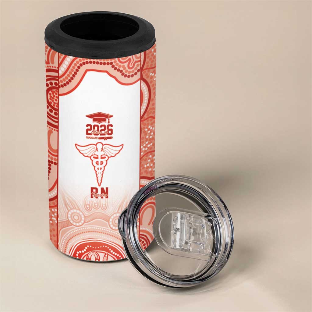 Aussie Nurse RN 2026 Personalised 4 in 1 Can Cooler Tumbler Red Aboriginal Art Pattern Cultural Pride