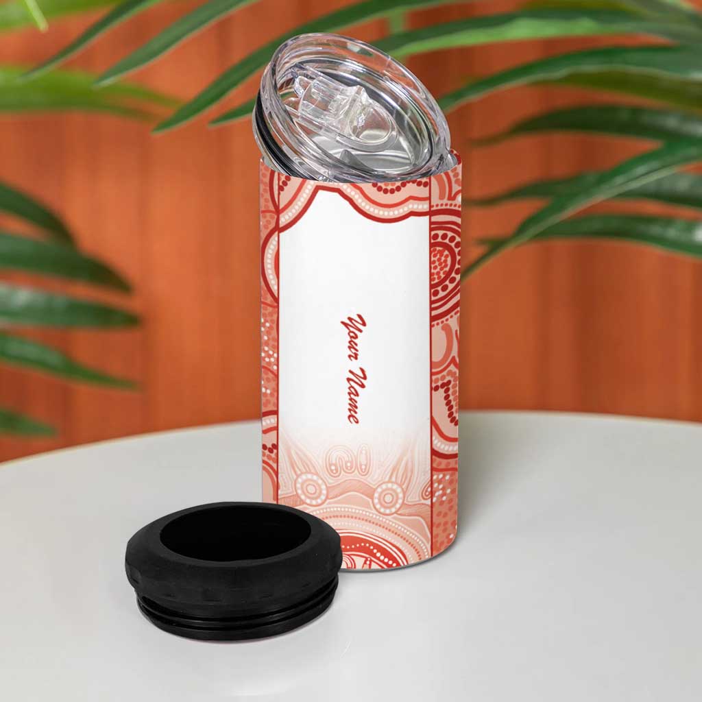 Aussie Nurse RN 2026 Personalised 4 in 1 Can Cooler Tumbler Red Aboriginal Art Pattern Cultural Pride