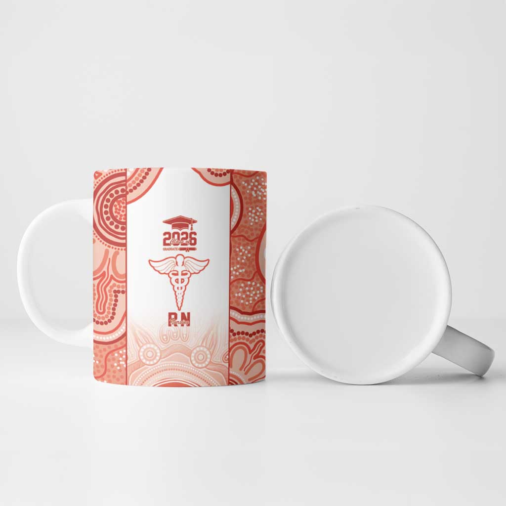 Aussie Nurse RN 2026 Personalised Ceramic Mug Red Aboriginal Art Pattern Cultural Pride