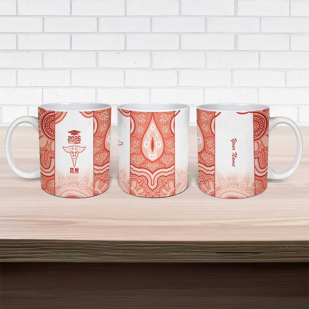 Aussie Nurse RN 2026 Personalised Ceramic Mug Red Aboriginal Art Pattern Cultural Pride