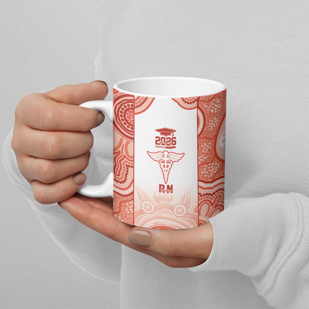 Aussie Nurse RN 2026 Personalised Ceramic Mug Red Aboriginal Art Pattern Cultural Pride