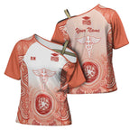 Aussie Nurse RN 2026 Personalised Cross Shoulder Shirt Red Aboriginal Art Pattern Cultural Pride