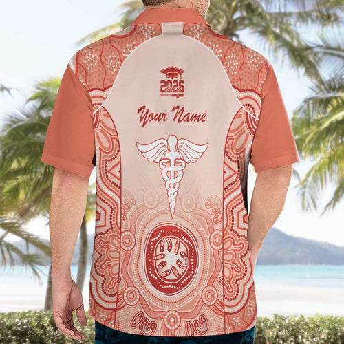 Aussie Nurse RN 2026 Personalised Hawaiian Shirt Red Aboriginal Art Pattern Cultural Pride