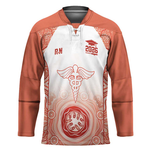 Aussie Nurse RN 2026 Personalised Hockey Jersey Red Aboriginal Art Pattern Cultural Pride