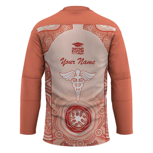 Aussie Nurse RN 2026 Personalised Hockey Jersey Red Aboriginal Art Pattern Cultural Pride